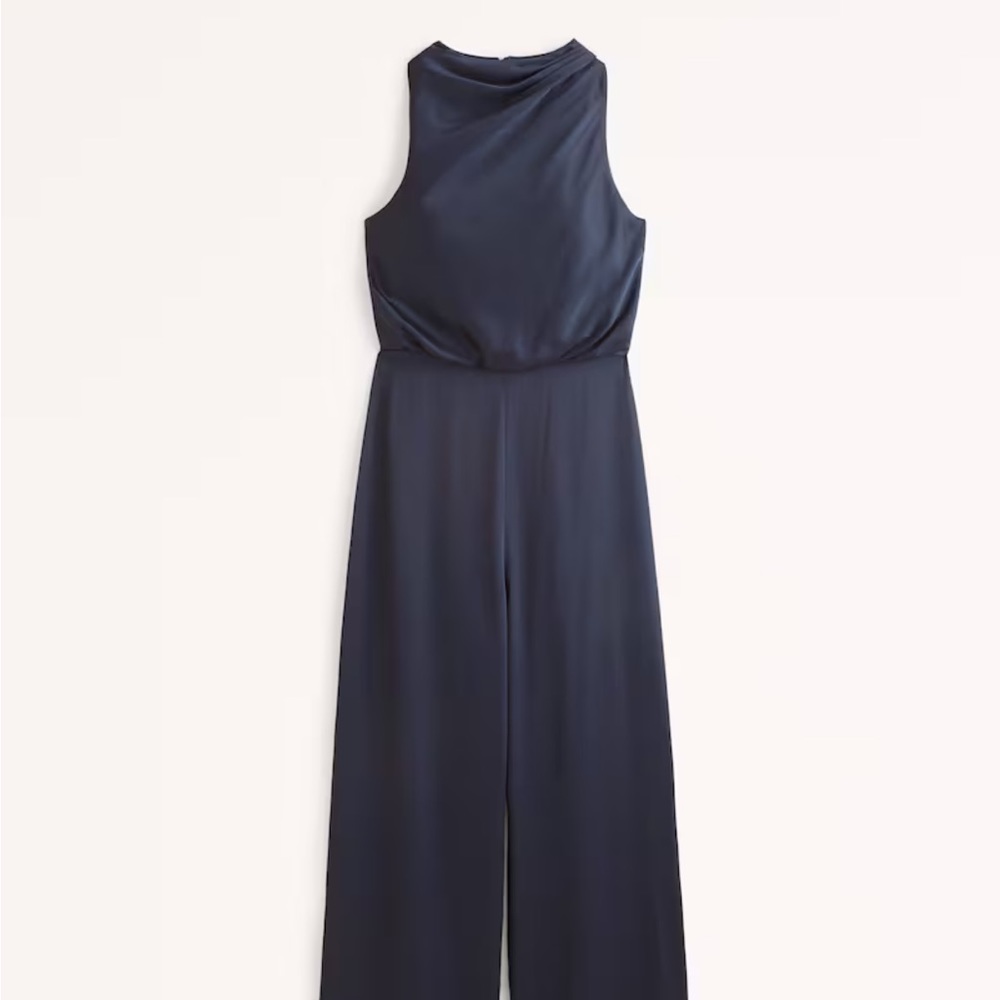 Satin Draped High Neck Jumpsuit